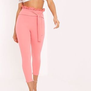 Perlita Pink Paperbag Skinny Trousers